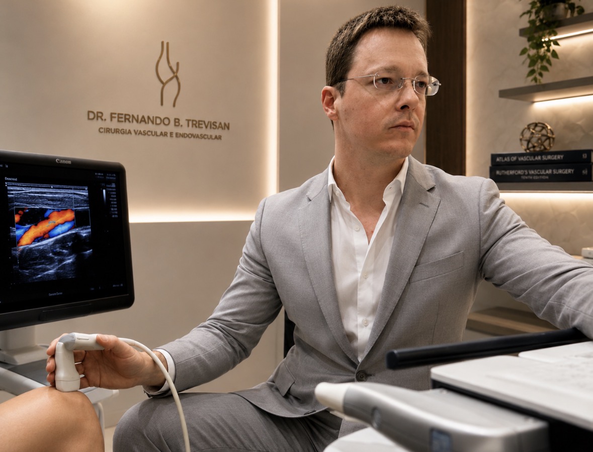 Dr. Fernando B. Trevisan realizando ultrassom doppler